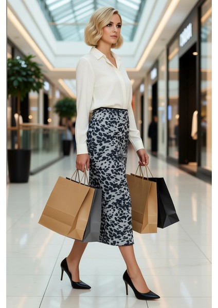 Kadın Yüksek Bel Hayvan Desenli Tül Kalem Maxi Etek Fonksiyonel Dayanıklı Kaliteli Estetik modelleri