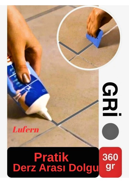 Premium Fayans Arası Gri Hazır Derz Dolgu Gaga Uç Tüp Mermer Mutfak Banyo Zemin Duvar Onarıcı