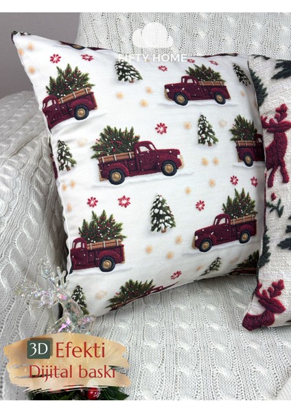 2li Kırlent Kılıfı Seti 43X43 cm Fermuarlı Çift Taraflı Dijital Baskı Yılbaşı Yeni Yıl Noel Konsepti New Year Christmas Fifty Home