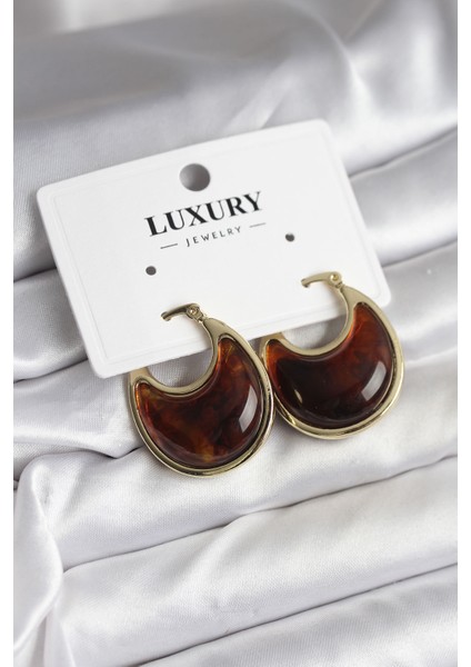 Pirinç Gold Kahverengi Renk Vintage Kadın Küpe - Lisinya