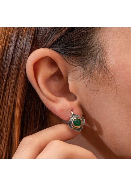 Gümüş Çiçek Desenli Otantik Kadın Küpe modelleri