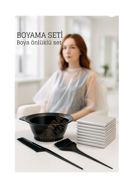 Bfs Saç Boyama Seti 3’lü ve Saç Boya Önlüğü Tarak, Seti Fırça, Boya Kabı ile Profesyonel