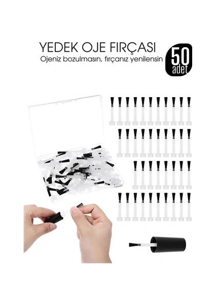 Bfs Yedek Oje Fırçası 50'li Aplikatörlü Set - Tırnak Cila Fırçası