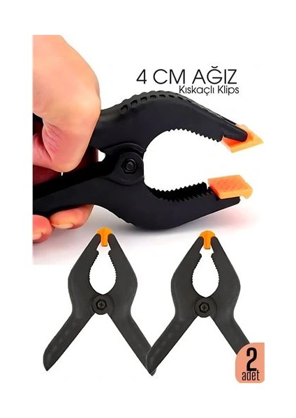 Bfs Kıskaç Klips Yaylı Işken Ce Plastik Kelepçe Güçlü Mafsallı Çene 4 Inç 4 cm Ağız