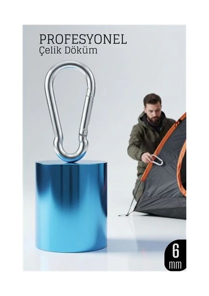 Bfs Çelik Yan Açılır Karabina - 6 mm Kamp, Tırmanış ve Günlük Kullanım Için Güvenli Kil