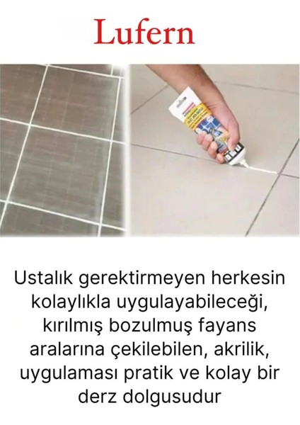 Premium Fayans Arası Beyaz Hazır Derz Dolgu Gaga Uç Tüp Mermer Mutfak Banyo Zemin Duvar Onarıcı fırsatları