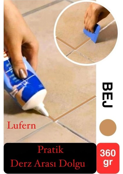 Premium Fayans Arası Bej Hazır Derz Dolgu Gaga Uç Tüp Mermer Mutfak Banyo Zemin Duvar Onarıcı