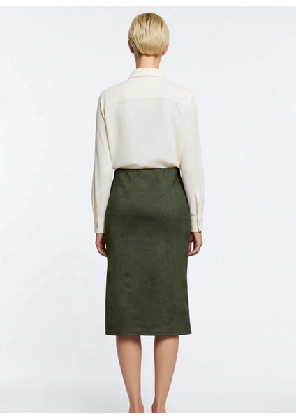 Kadın Yüksek Bel Kalem Midi Etek Yırtmaçlı Örme Kumaş Fonksiyonel Dayanıklı Kaliteli Rahat indirimleri