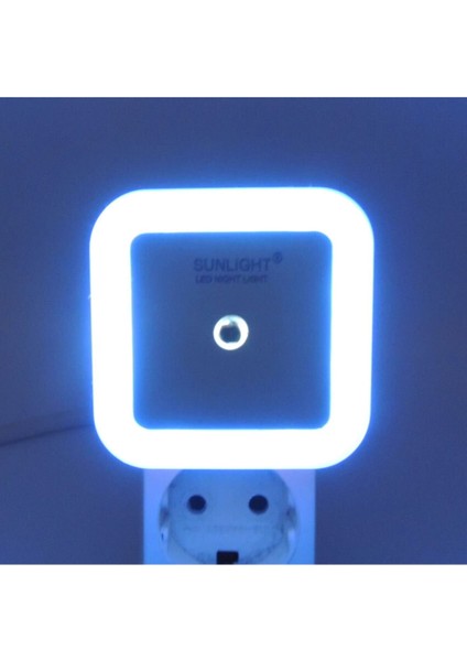 Kare LED Gece Lambası 0,5W Işıklı Fişli Fotosel Sensörlü 5 Adet Mavi fiyatları