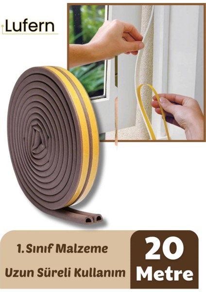 Kapı Pencere Fitili Soğuk Izolasyon Bandı Kendinden Yapışkanlı Güçlü Kauçuk Yalıtım Bant 2X10=20 mt