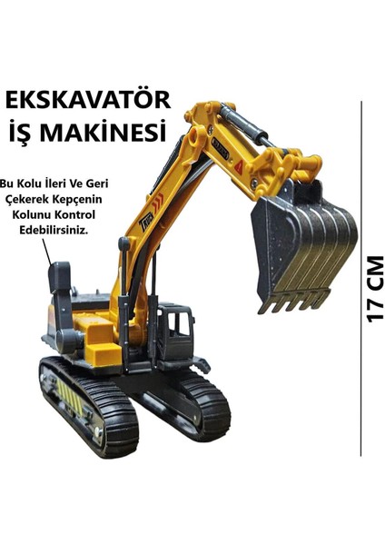Paletli Kepçe Ekskavatör Delici Kazıcı Oyuncak Iş Makinesi Hareketli Kollu Makinası 17 Cm.