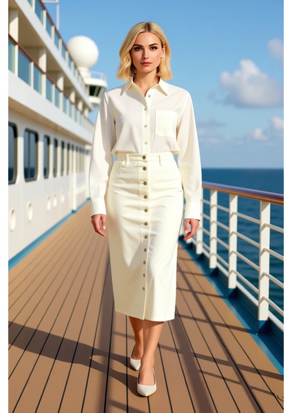 Kadın Düz Maxi Denim Etek Yaka Yok Kol Yok Kalıp A Line Fonksiyonel Dayanıklı Kaliteli Şık