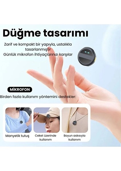 2 Adet Profesyonel Kablosuz Yaka Mikrofonu Typce Uyumlu Manyetik Klipsli modelleri