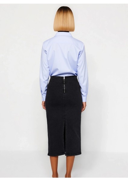 Kadın Midi Kalem Denim Etek Yüksek Bel Düz Kesim Fonksiyonel Dayanıklı Kaliteli Konforlu Şık indirimleri