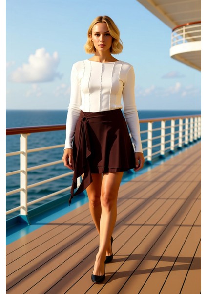 Kadın Yüksek Bel A Line Mini Örme Etek Fonksiyonel Dayanıklı Kaliteli Konforlu Estetik Şık