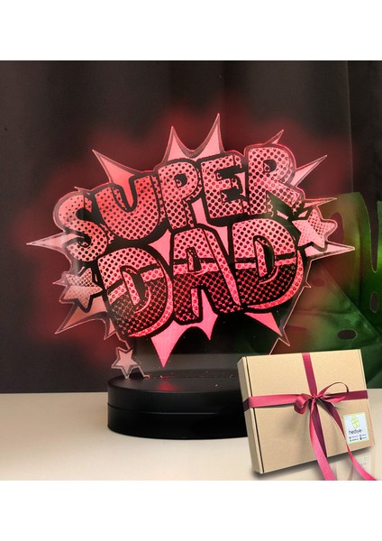Super Dad Yazılı Babalara Özel Hediye LED Lamba