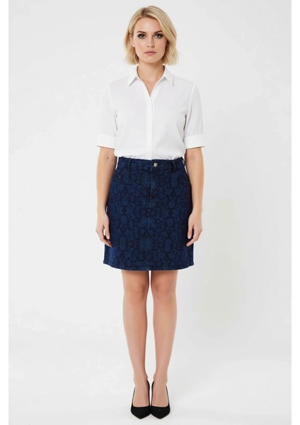 Kadın Etnik Desenli Yüksek Bel Denim Mini Etek Fonksiyonel Dayanıklı Kaliteli Konforlu Şık fırsatları