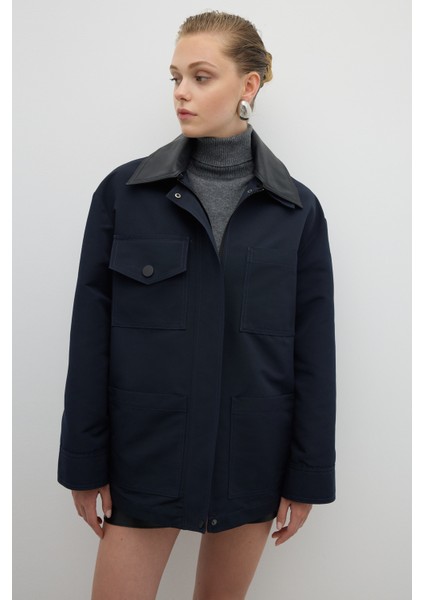 Çıkarılabilir Yaka Cep Detaylı Mont Lacivert K2617513_015 indirimleri