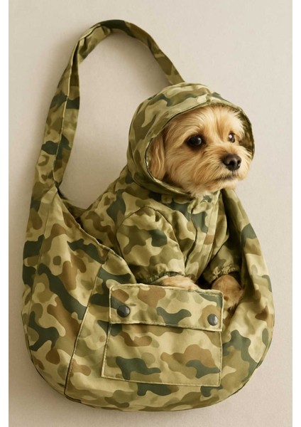 Kamuflaj Desenli Crossbody Çanta Kedi Köpek Aksesuar