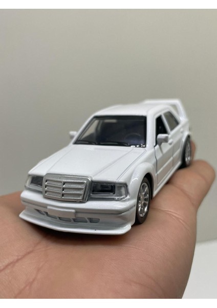 Mercedes Benz 190E Evo Beyaz Metal Çek Bırak Işıklı Sesli Diest Car 1:36 Ölçek Oyuncak modelleri