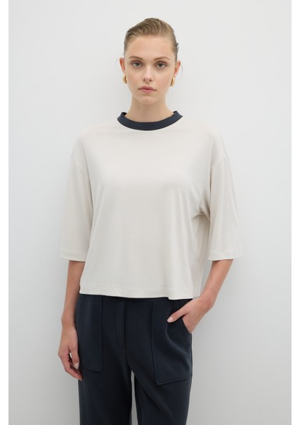 Ribana Yaka Truvakar Kol T-Shirt Taş K2623839_044 modelleri