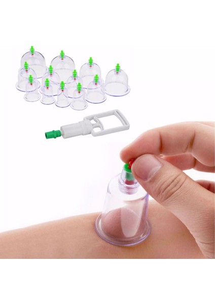 Hacamat Kupası 12’li Çekme Seti Vakumlu Masaj Aleti (4940)