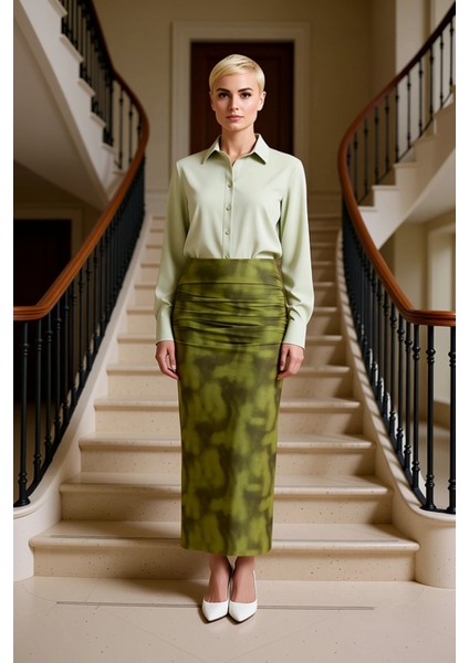 Kadın Kalem Kalıp Maxi Etek Büzgülü Drape Detaylı Fonksiyonel Dayanıklı Kaliteli Konforlu Şık fiyatları