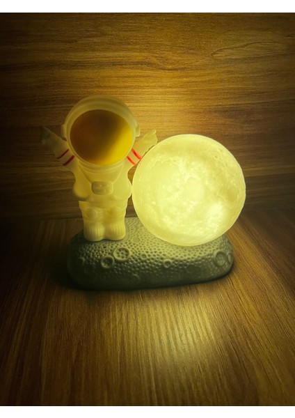 Kablosuz Işıklı Astronot Gece Lambası, Beyaz, Eğlenceli ve Şık Tasarım