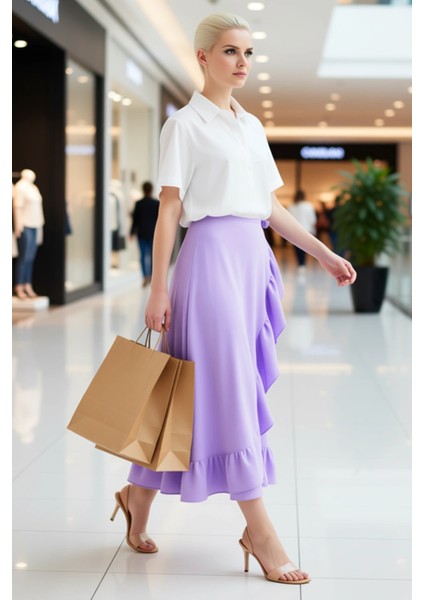 Kadın Maxi Etek Volanlı Anvelop Kalıp Düz Desen Aerobin Kumaş Fonksiyonel Dayanıklı Modern modelleri