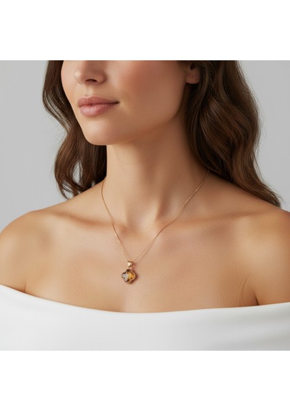 925 Ayar Gümüş Kadın Kolye – Renk Değiştiren Taşlı Bronz