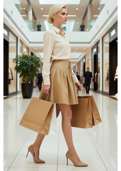 Kadın Yüksek Bel Kloş Mini Etek Bağlama Detaylı Gabardin Fonksiyonel Dayanıklı Kaliteli Şık modelleri