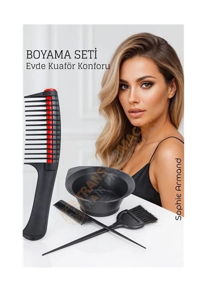 Bfs Saç Boyama Seti 3’lü ve Saç Boya Sıyırıcı Tarak, Seti Fırça, Boya Kabı ile Profesyon