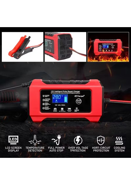 12V 6A Akıllı Akü Şarj Cihazı LCD Ekranlı Çoklu Koruma, 110-240V Ac, Arabalar, Kamyonlar, Motosikletler, Deniz Araçları ve Kurşun Asit Aküler (Agm/gel/ıslak) Için, , Güvenilir Akü Şarj Ünitesi