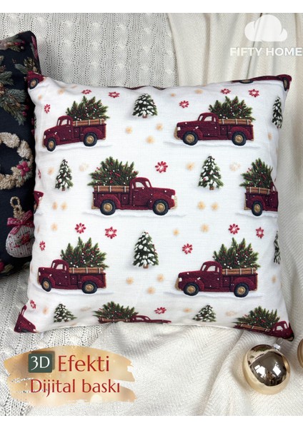 2li Kırlent Kılıfı Seti 43X43 cm Fermuarlı Çift Taraflı Dijital Baskı Yılbaşı Yeni Yıl Noel Konsepti New Year Christmas Fifty Home indirimleri