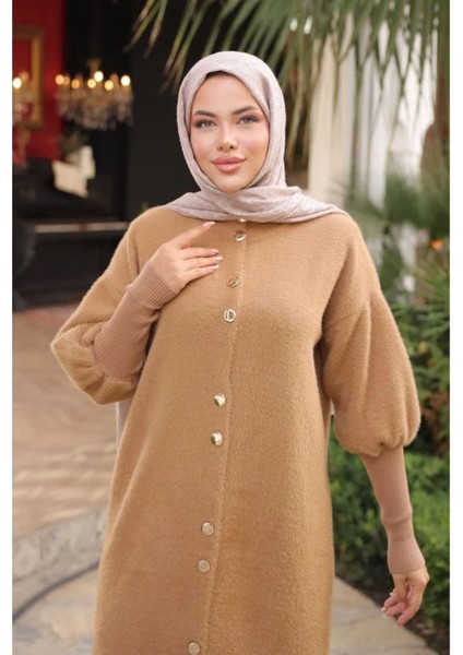 Vizon Hakim Yaka Angora Yumoş Hırka