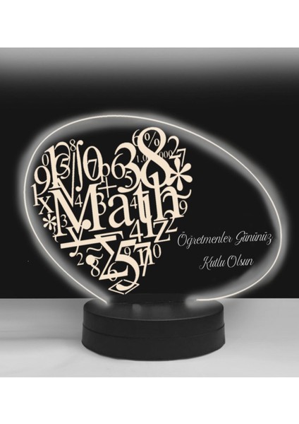 Öğretmenler Günü Elips Matematik Öğretmeni Formüllü 3D LED Lamba HED83600253 Hediyelik