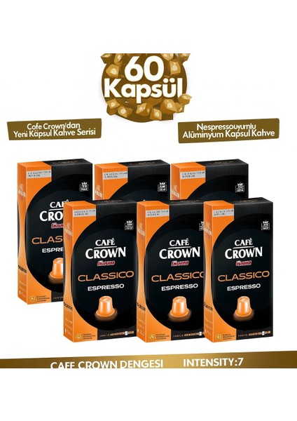 Cafe Crown Classico Kapsül Kahve 10'lu 52 G X6 Adet