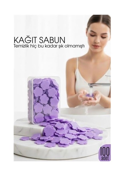 Bfs Parfümlü Elde Eriyen Kağıt Sabun - 100 Lü Paket Sihirli Sabun – Hijyenik Seyahat Kutusu