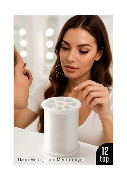Bfs Profesyonel Kuaför Kaş Bıyık Alma Ipi – Ekstra Sağlam 12 Adet x 500 Metre Beyaz