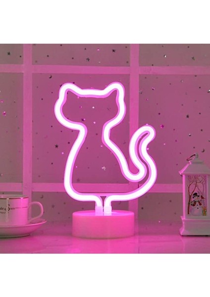 Kedi Neon Lamba USB ve Pilli Cat LED Işık