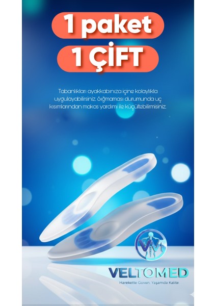 L Bdn Veltomed Tam Ortopedik Anatomik Silikon Jel Tabanlık Şok Emilimi ve Topuk Ağrısı Önleyici Topuk Dikeni fiyatları