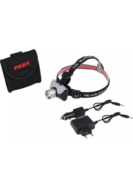 Police PS-1813 Cree Q5 LED LED Zoomlu Şarjlı Kafa Feneri