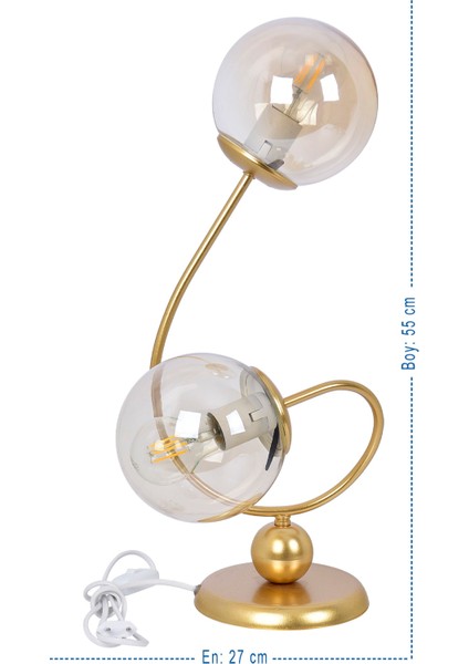Ella 2 Camlı Lüx Camlı Masa Lambası (Gold) fiyatları