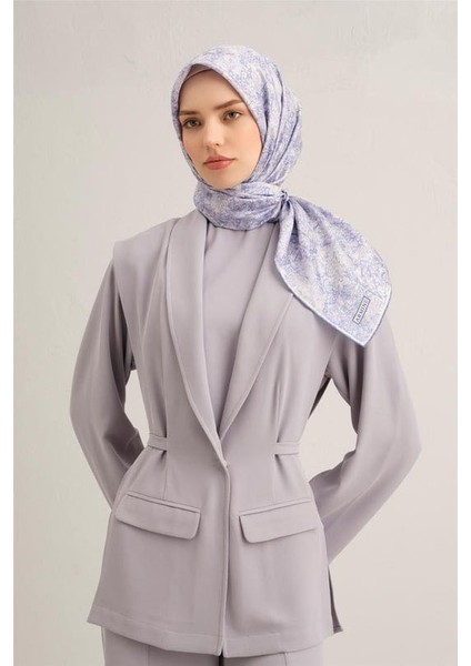 Soyut Desenli Saf Ipek Sura Eşarp 9311D 06