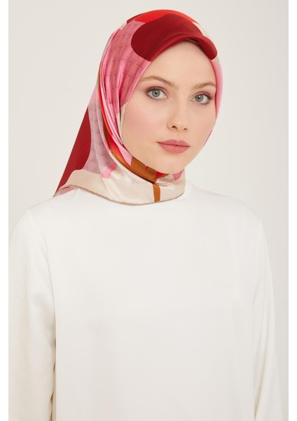 Geometrik Desenli Sura Ipek Eşarp 24YA9120 05