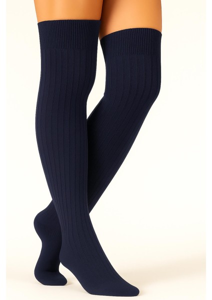 2 Çift Basic Kalın Pamuk Karışımlı Diz Üstü Çorap indirimleri