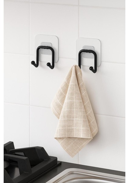 Güçlü Yapışkanlı 2 Adet Çift Kancalı Banyo Mutfak Askısı Metal Askılık Duvar Askı Organizer