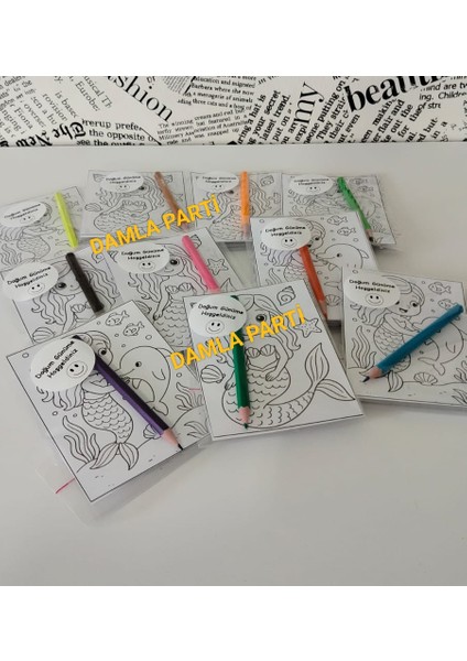 Deniz Kızı Hediyelik Kalem Boyama 2li, 10 Adet, Deniz Kızı Arabalar Doğum Günü Parti Malzemeleri fiyatları