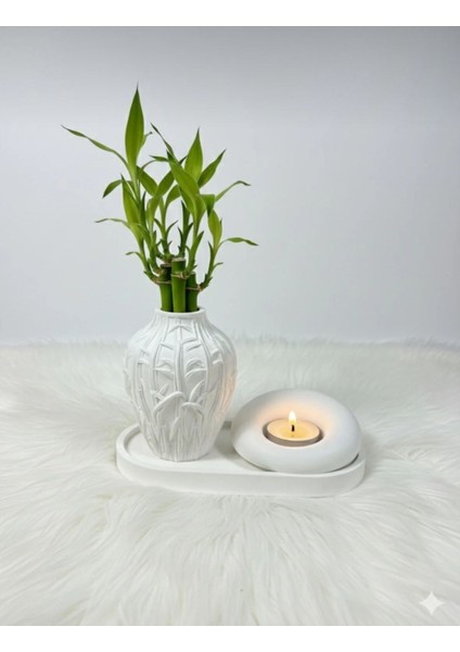 Bohem Set Beyaz Dekorasyon Taş Tozu ' Yıkanılabilir '