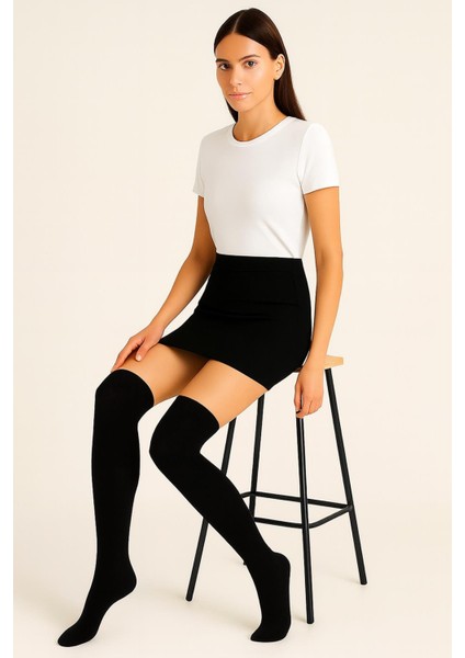 3 Çift Pamuk Karışımlı Diz Üstü Çorap fiyatları